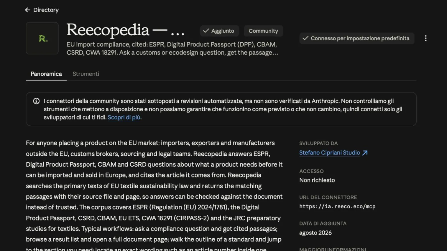 Notre outil Reecopedia est désormais également listé dans l’annuaire Anthropic